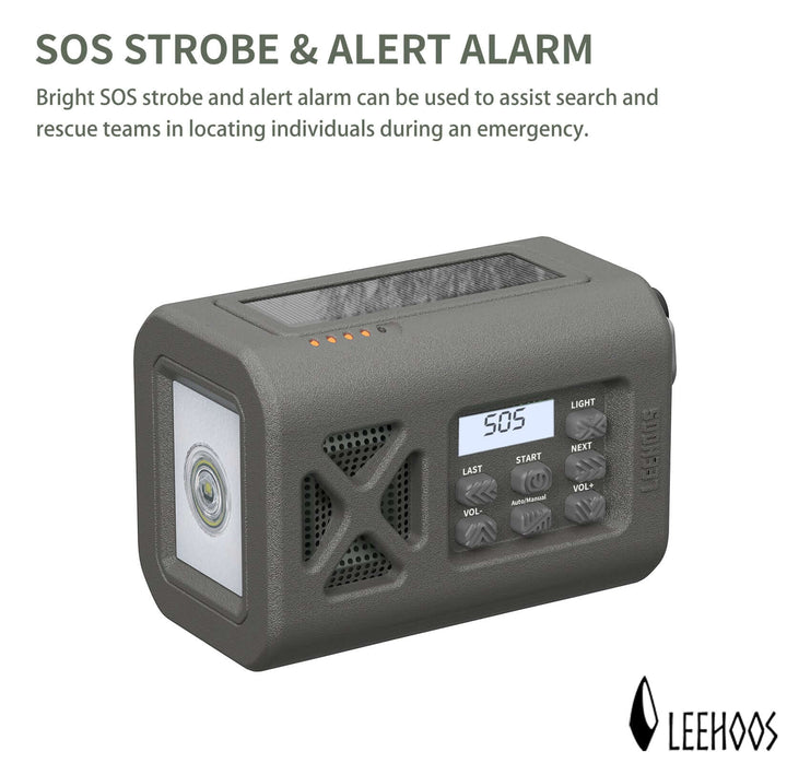 Leehoos Emergency NOAA Weather Radio with SOS Strobe and Alert Alarm for Safety and Rescue Assistance